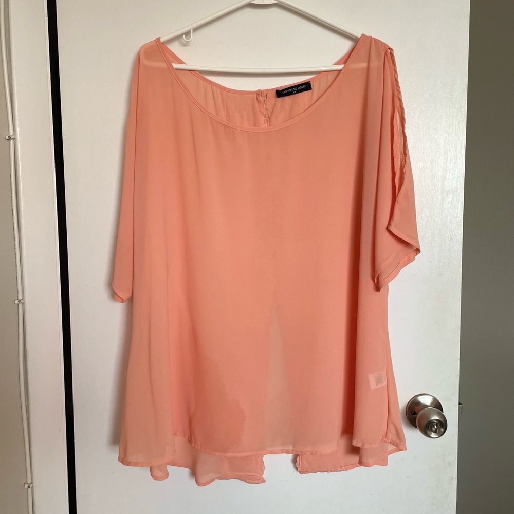Fashion to Figure Sheer Open Back Blouse - Size 2X